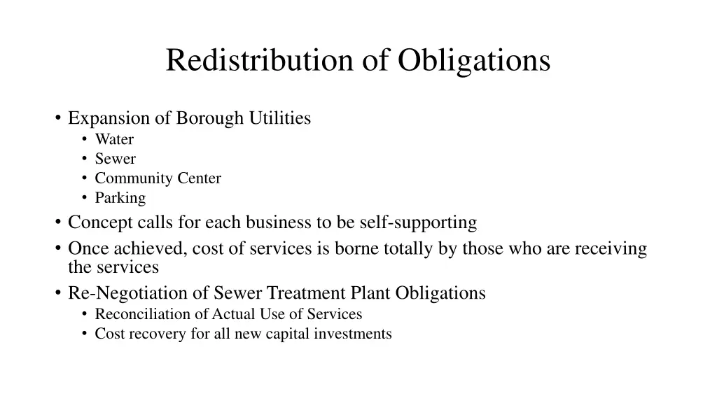 redistribution of obligations
