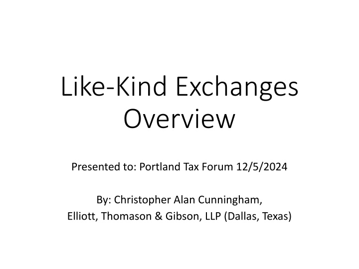 like kind exchanges overview