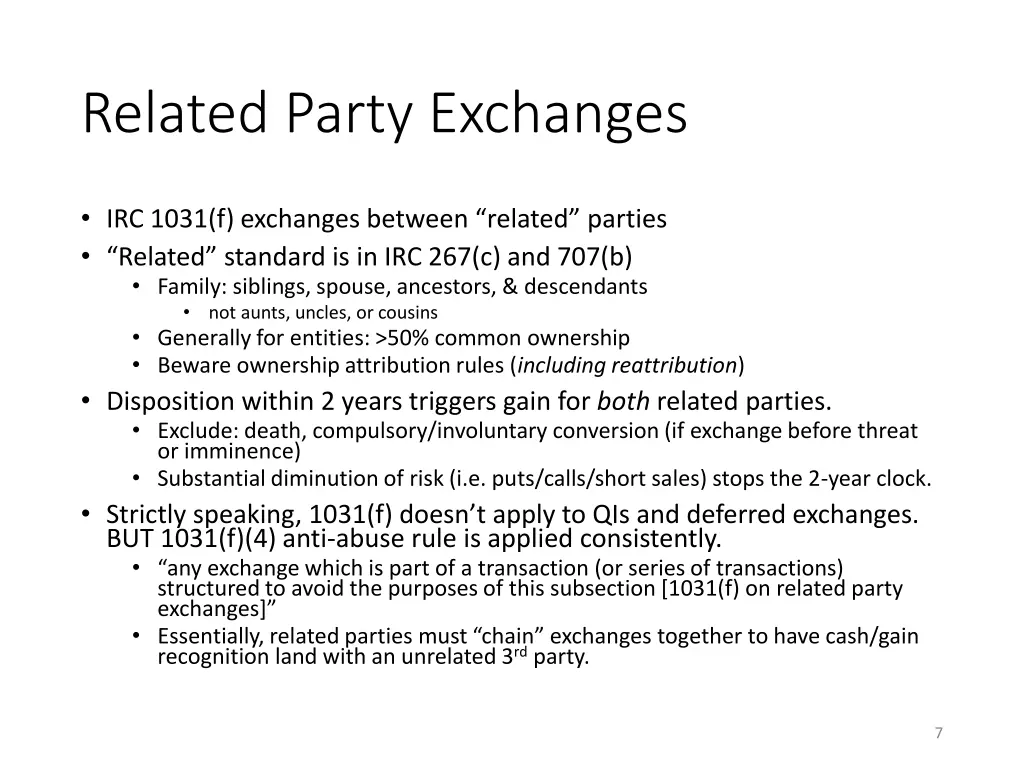 related party exchanges