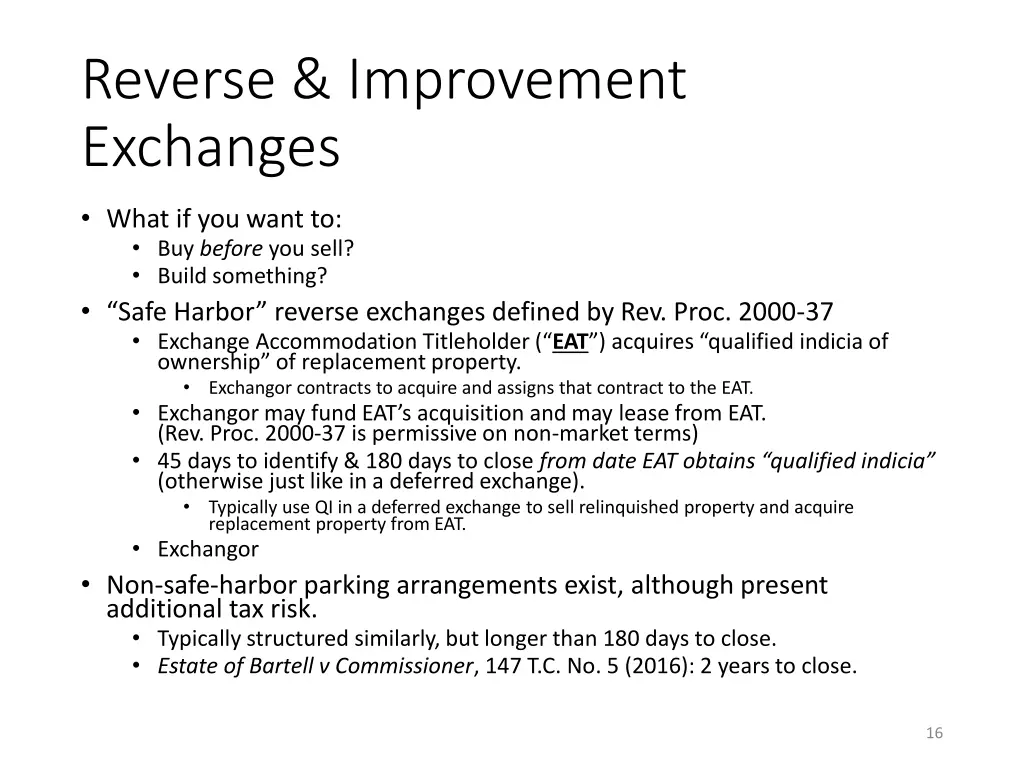 reverse improvement exchanges