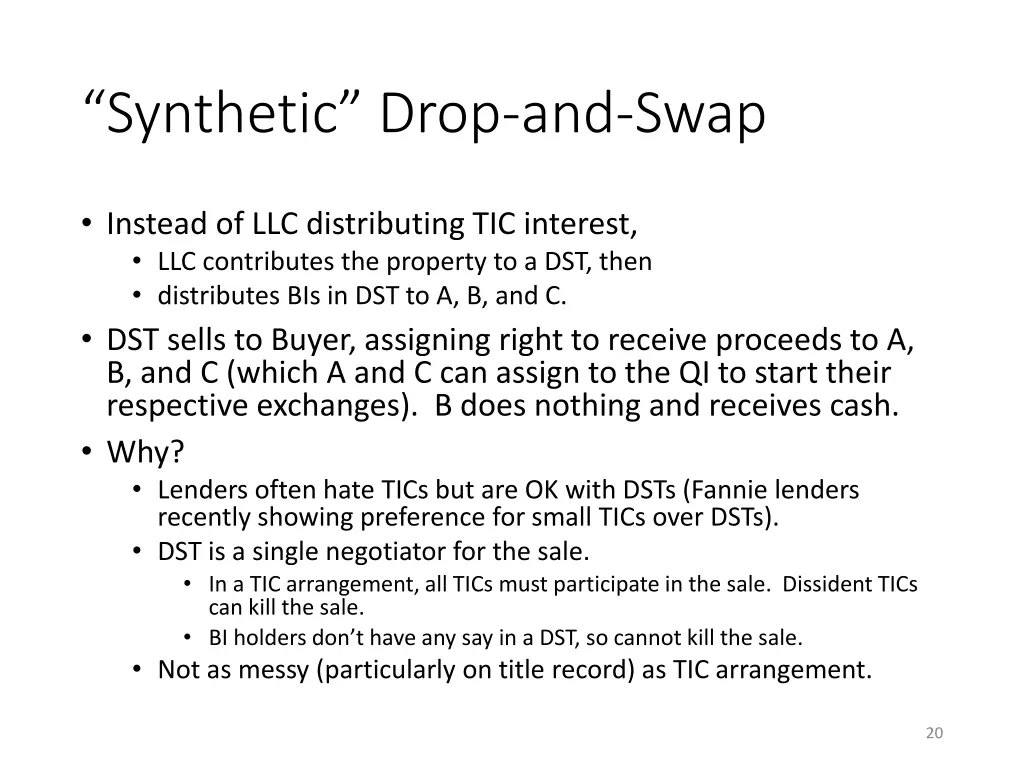 synthetic drop and swap