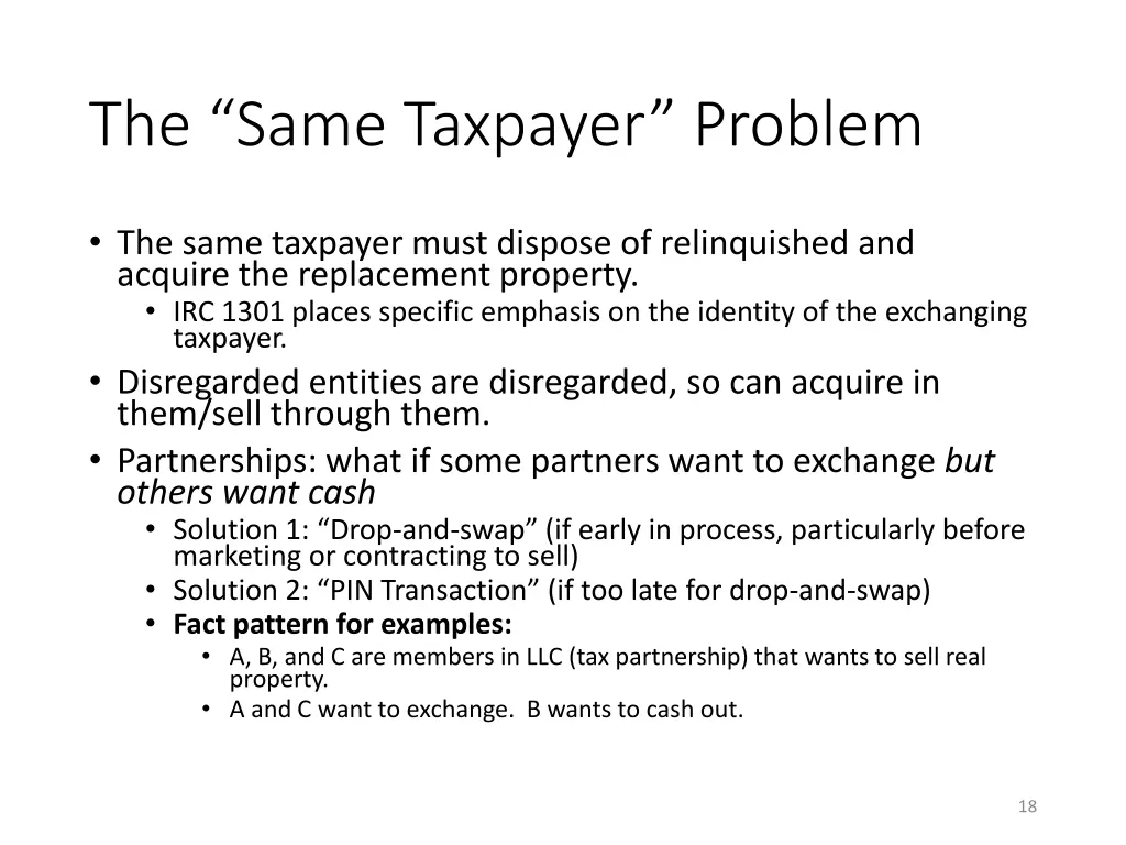 the same taxpayer problem