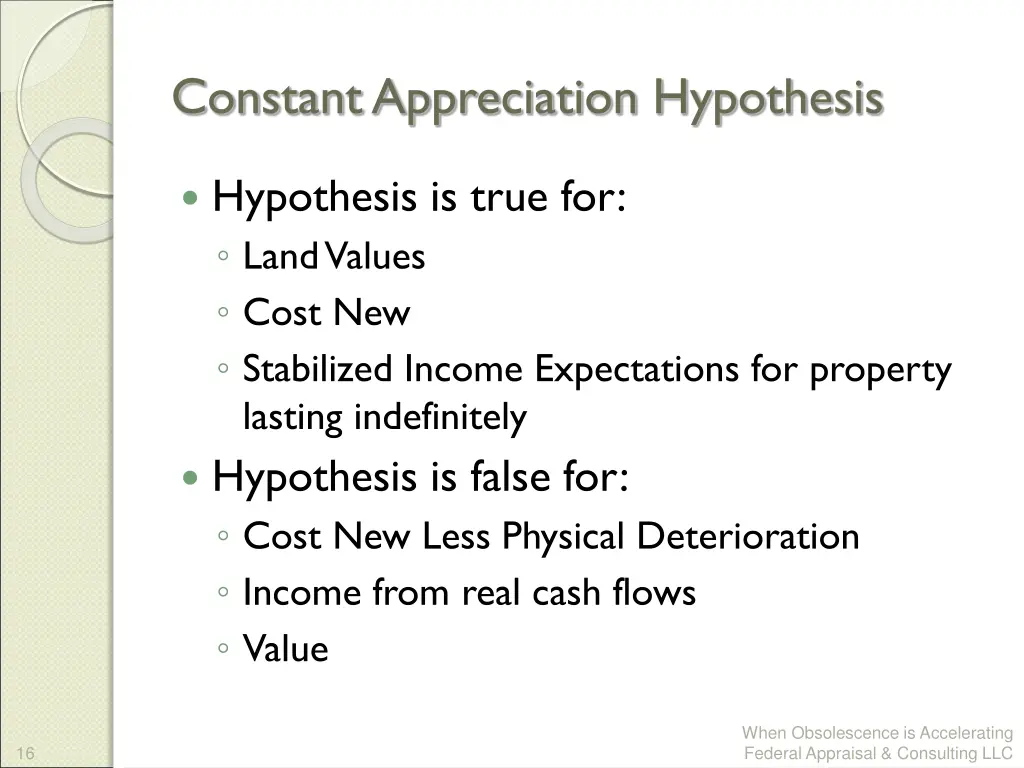 constant appreciation hypothesis