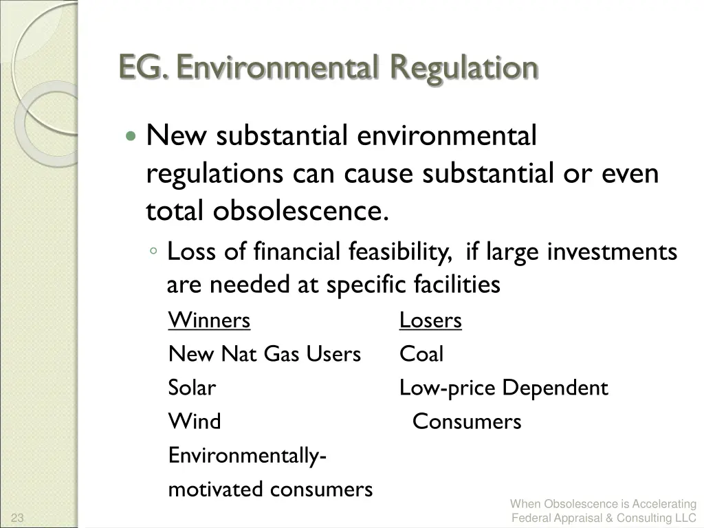 eg environmental regulation