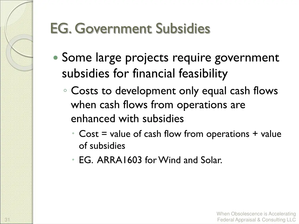 eg government subsidies