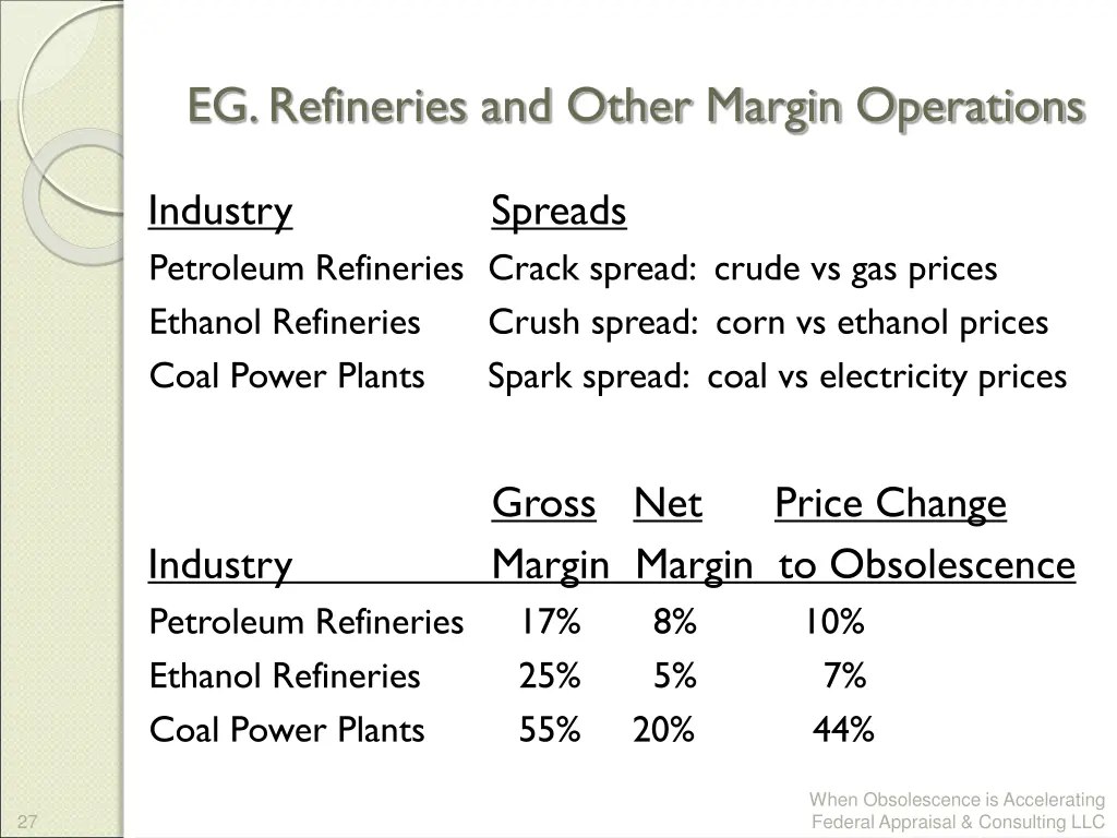 eg refineries and other margin operations 1