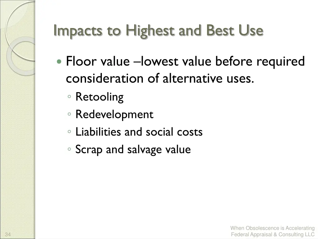 impacts to highest and best use