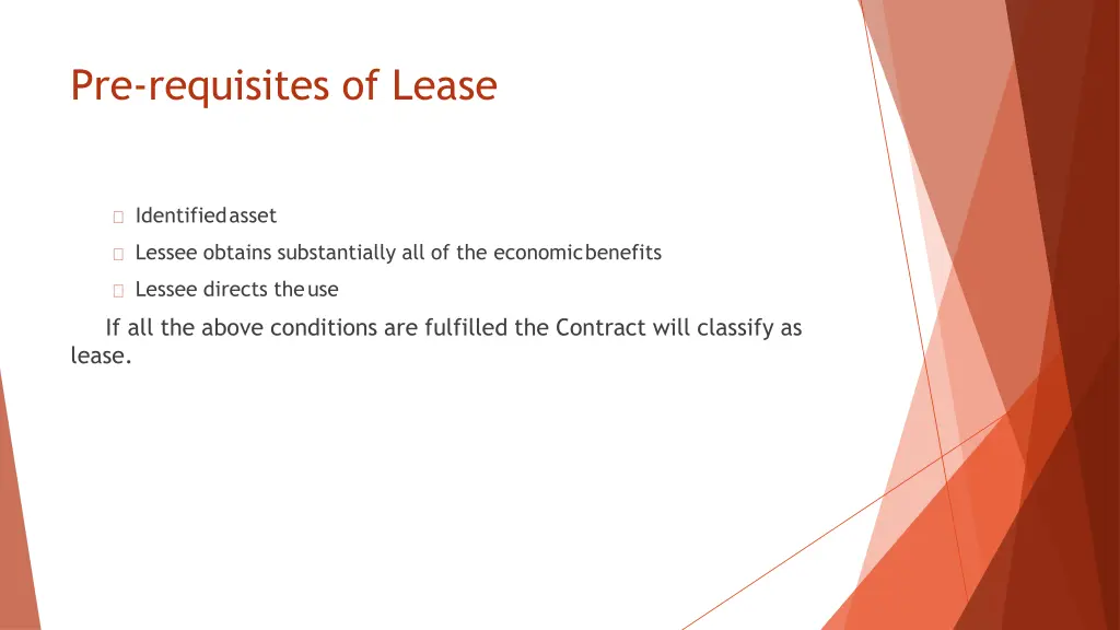 pre requisites of lease