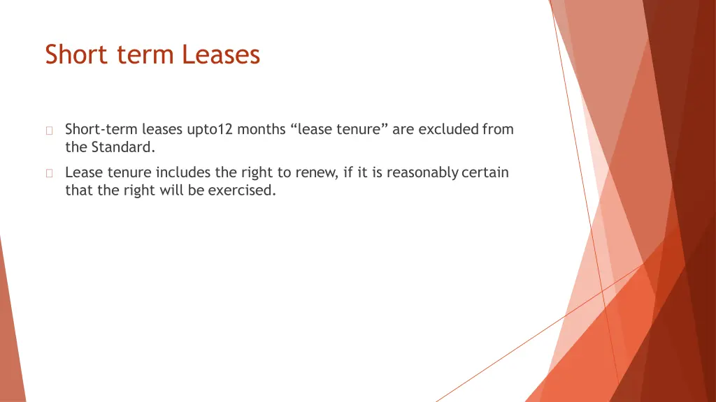 short term leases