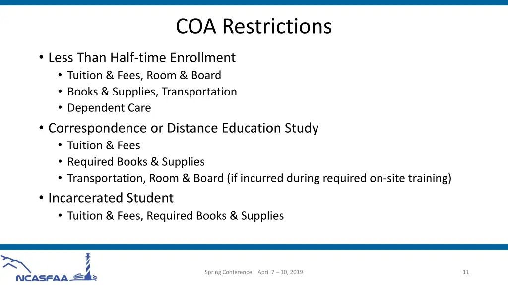coa restrictions