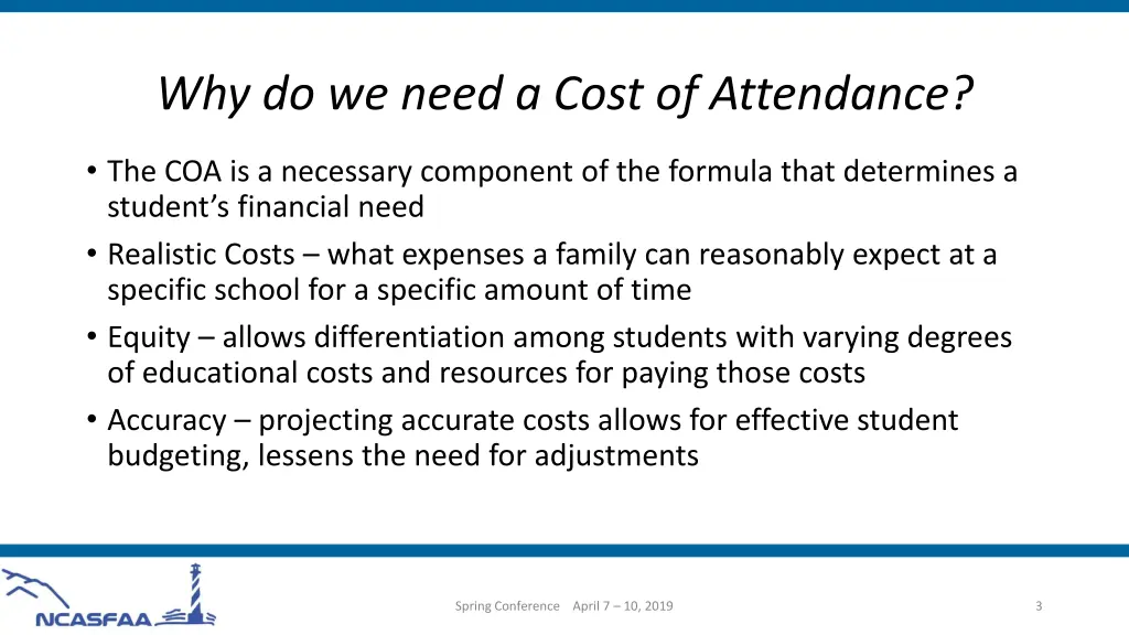why do we need a cost of attendance