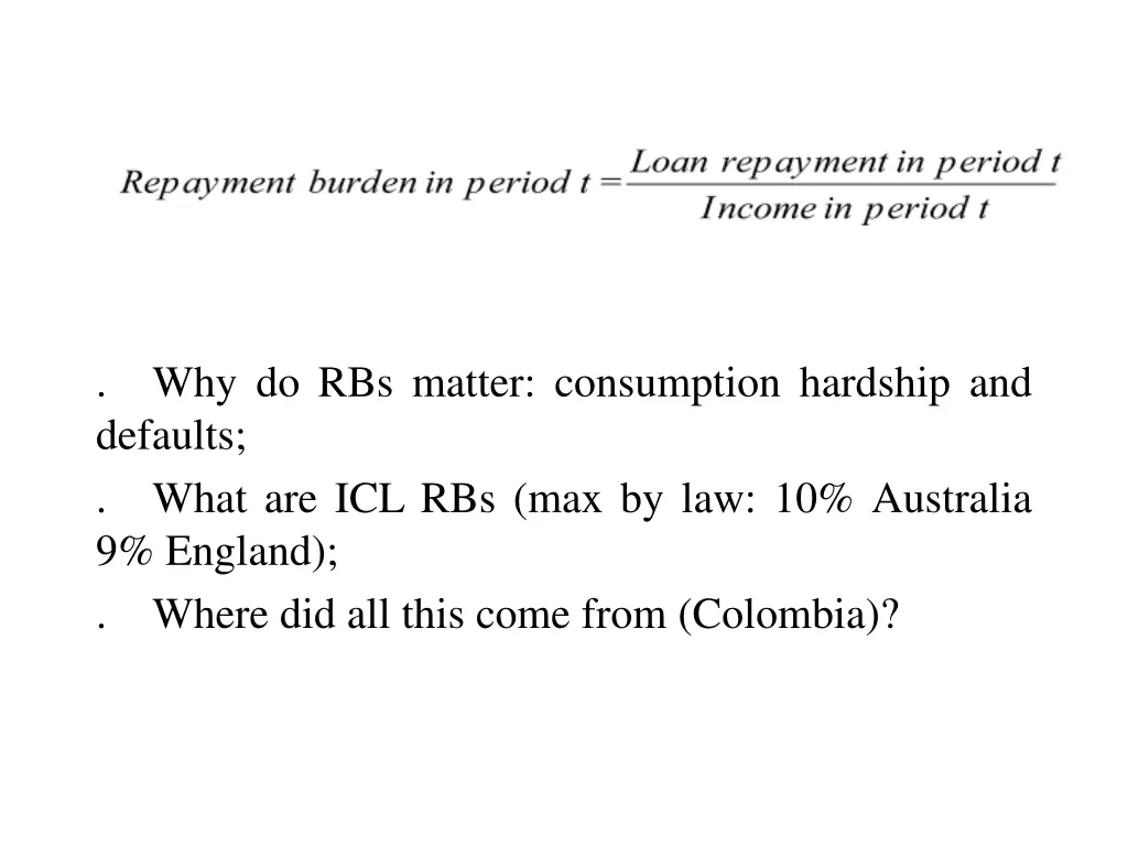 repayment burden loan repayment i income i