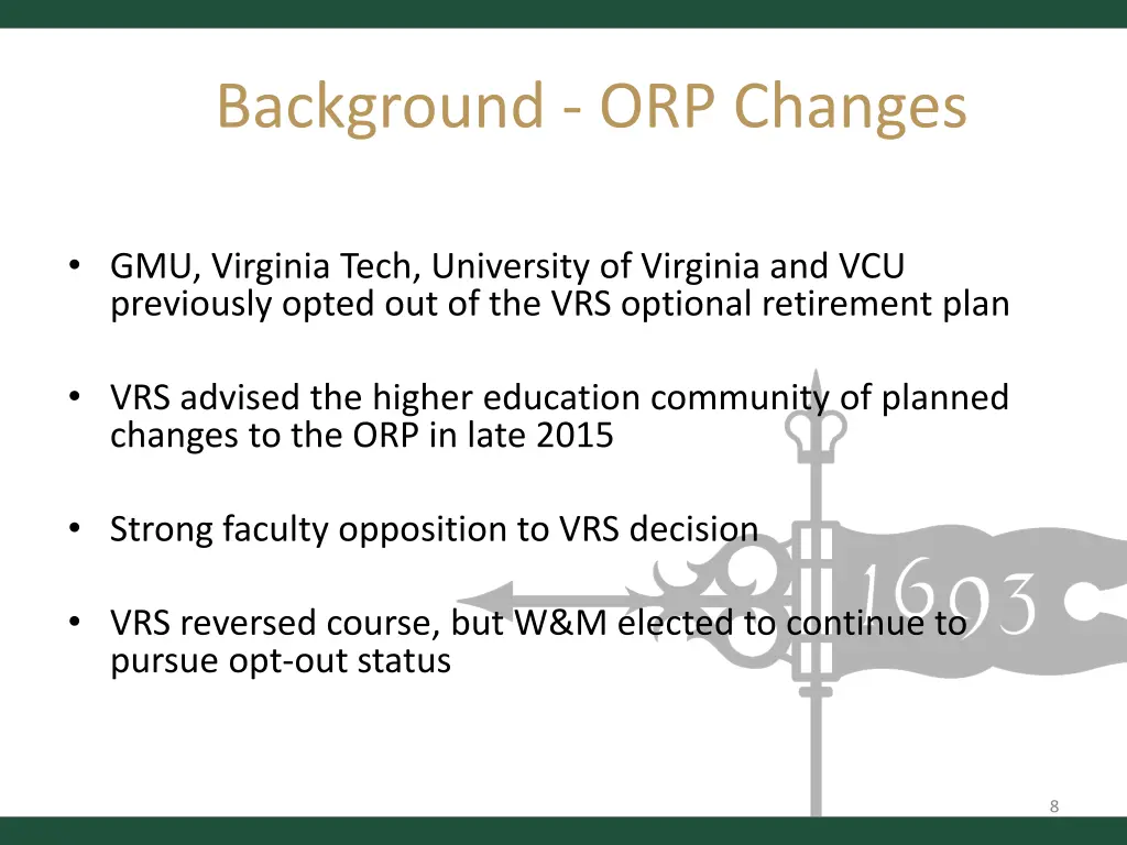 background orp changes