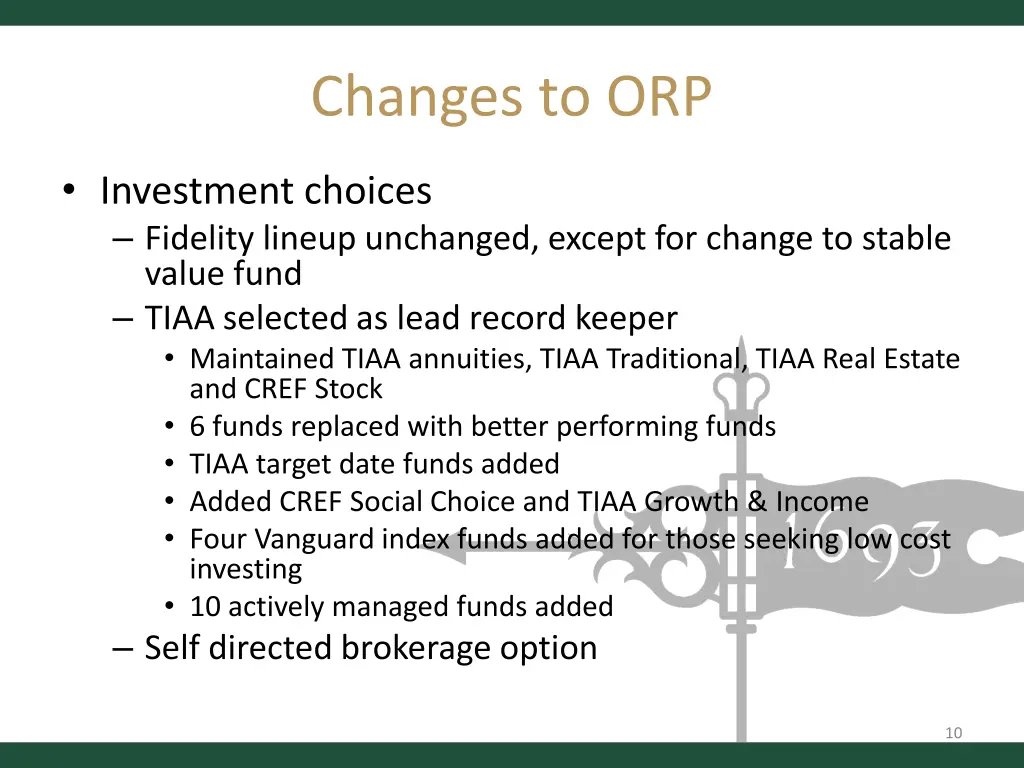 changes to orp