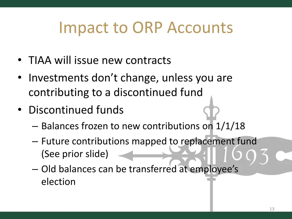 impact to orp accounts