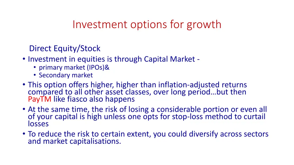 investment options for growth 2