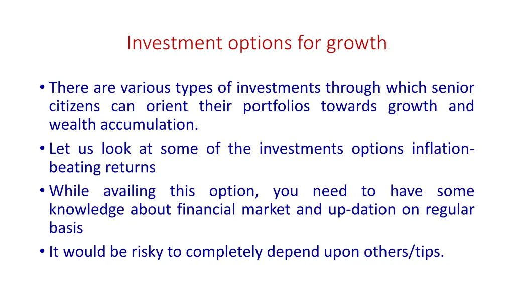 investment options for growth