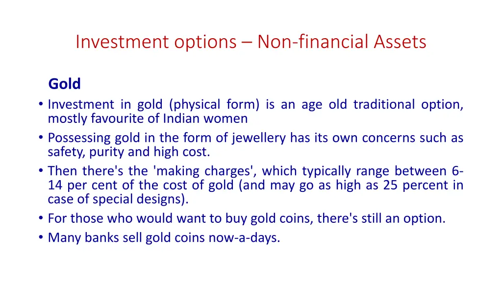 investment options non financial assets 1