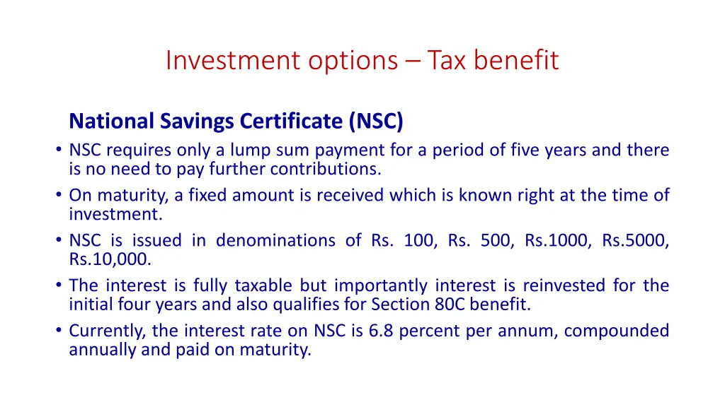 investment options tax benefit 1