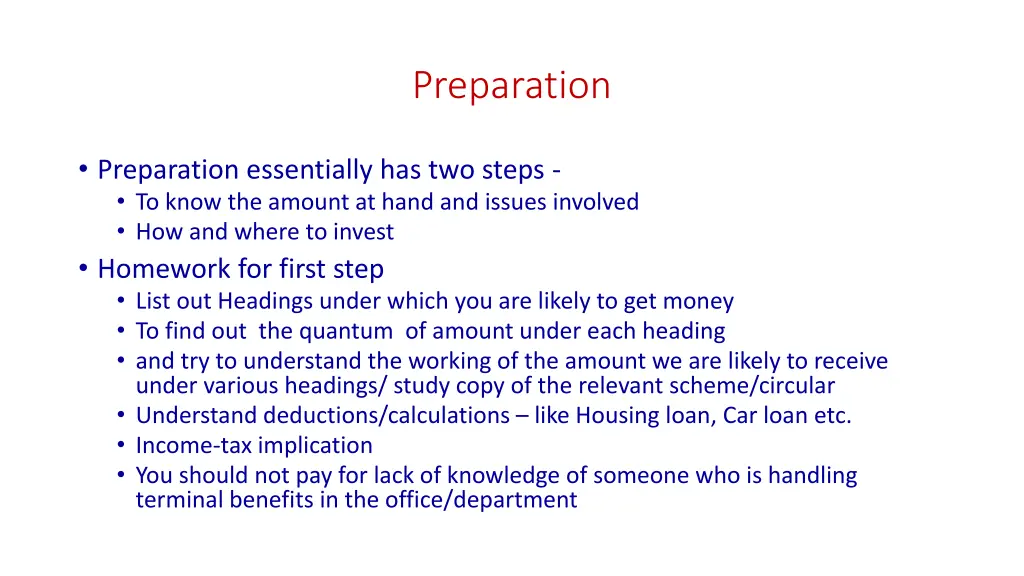 preparation