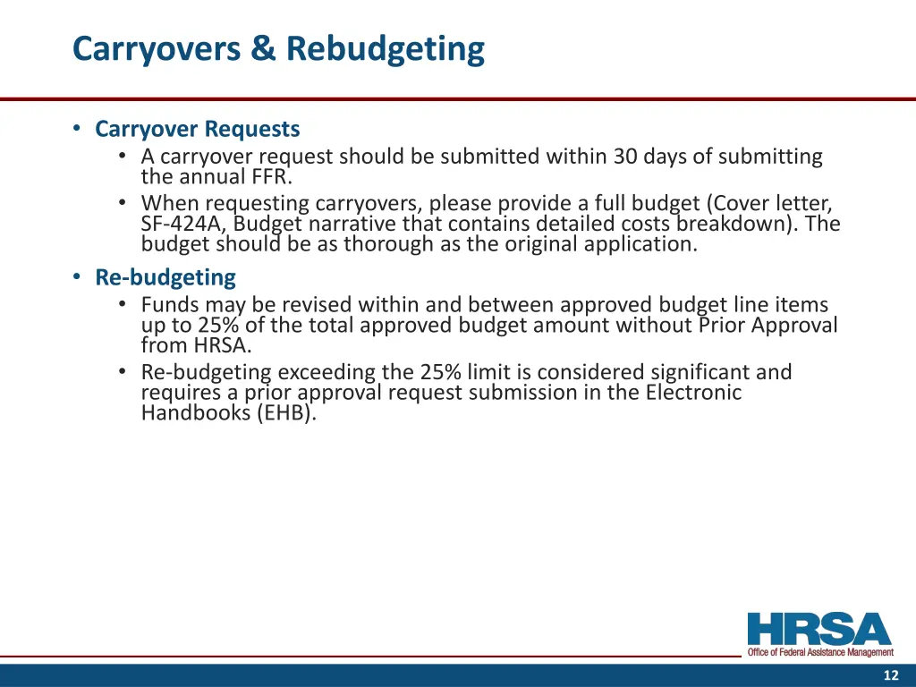 carryovers rebudgeting