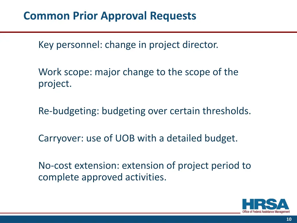 common prior approval requests