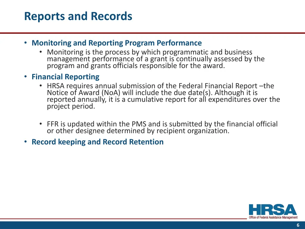 reports and records