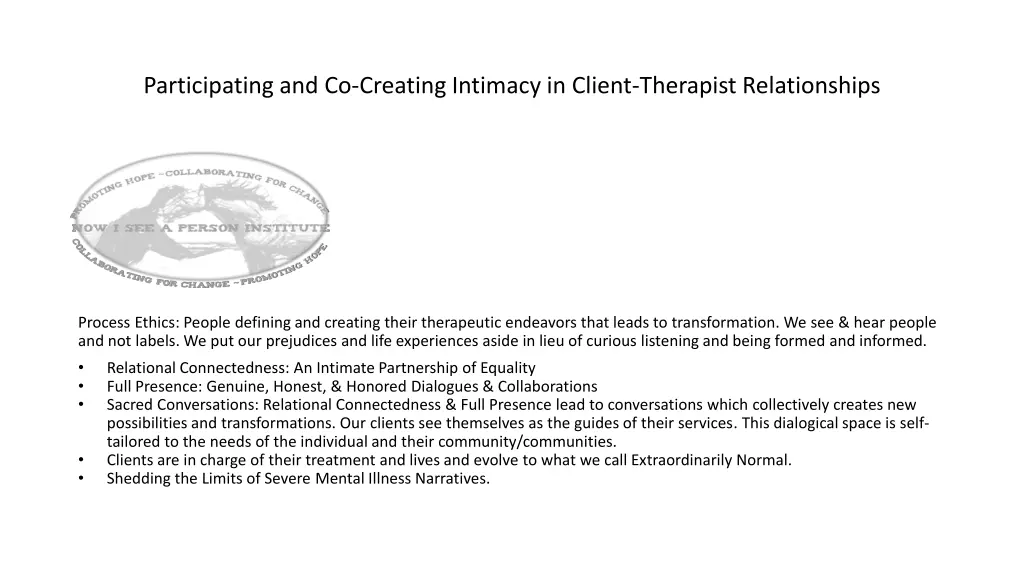 participating and co creating intimacy in client