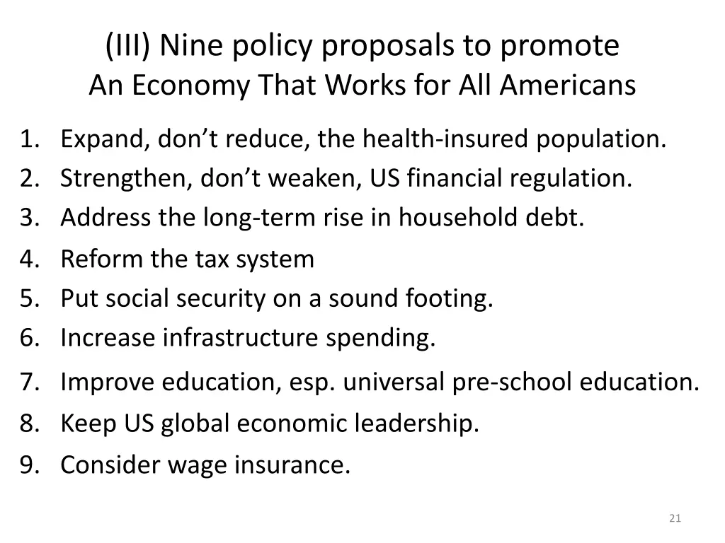 iii nine policy proposals to promote an economy