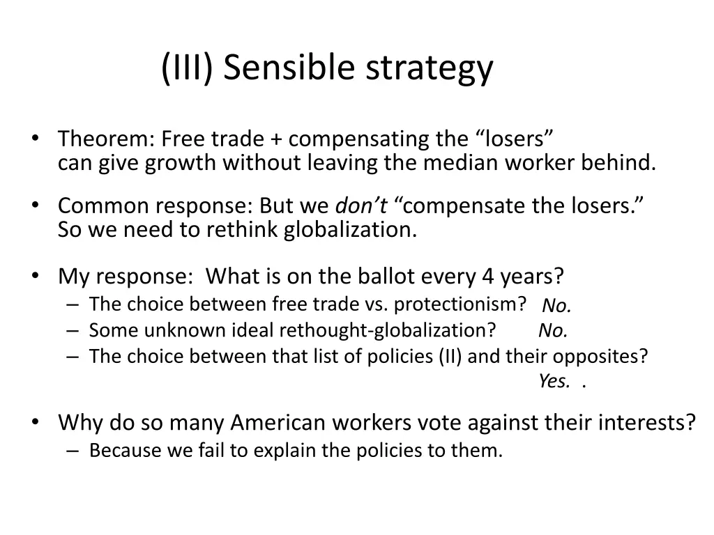 iii sensible strategy
