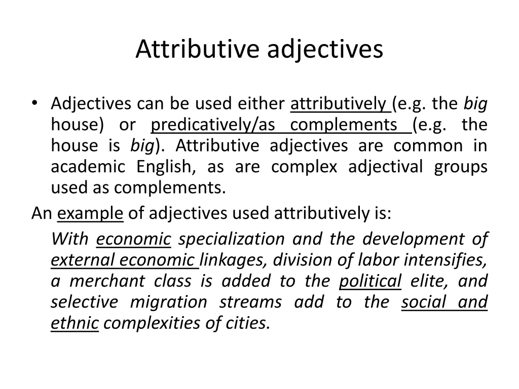attributive adjectives