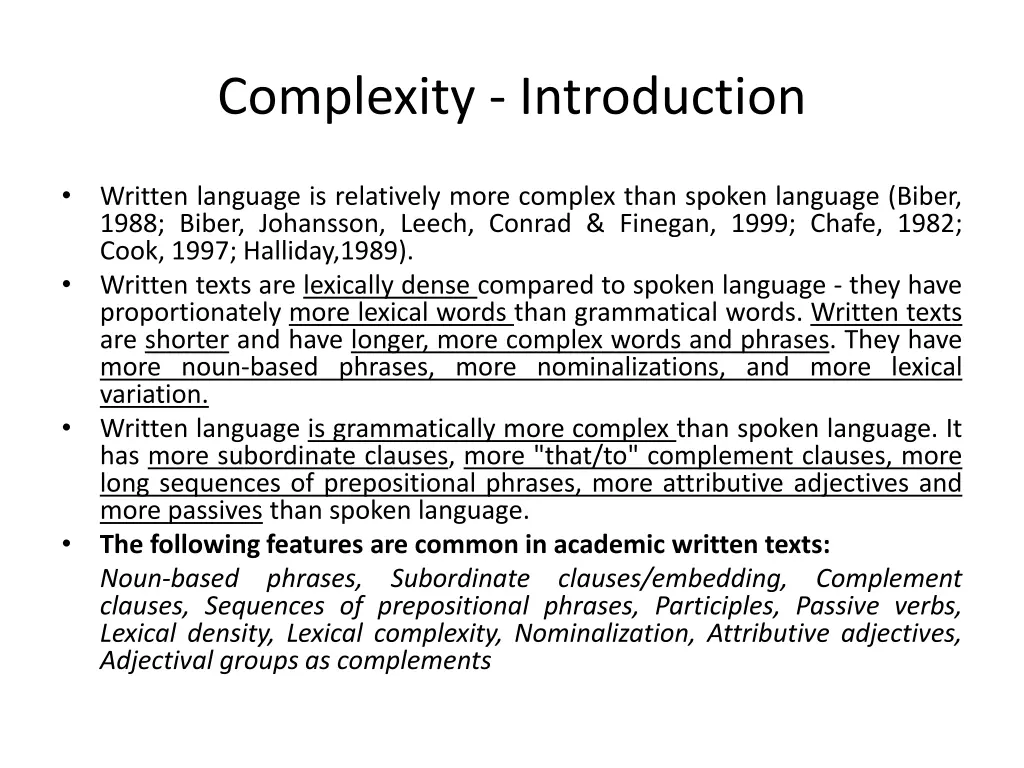 complexity introduction