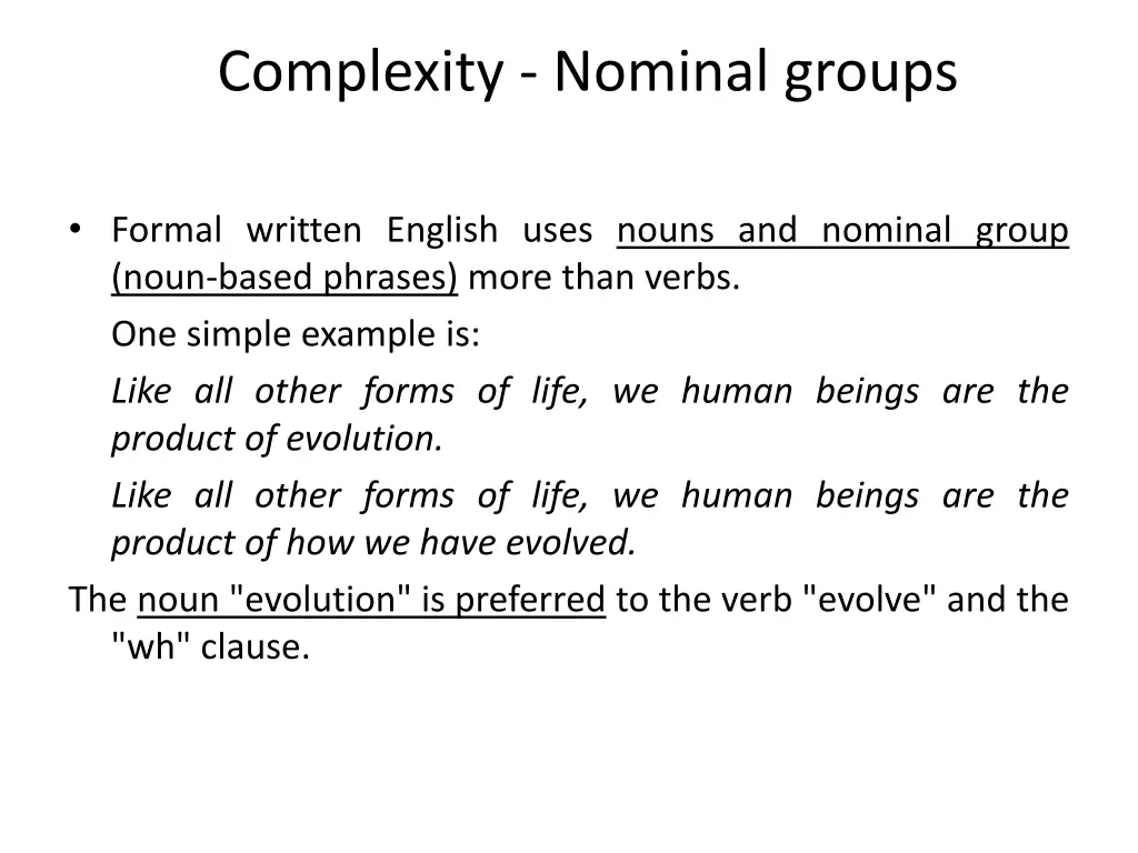 complexity nominal groups