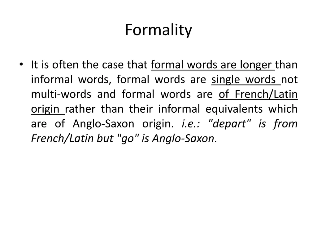 formality 1