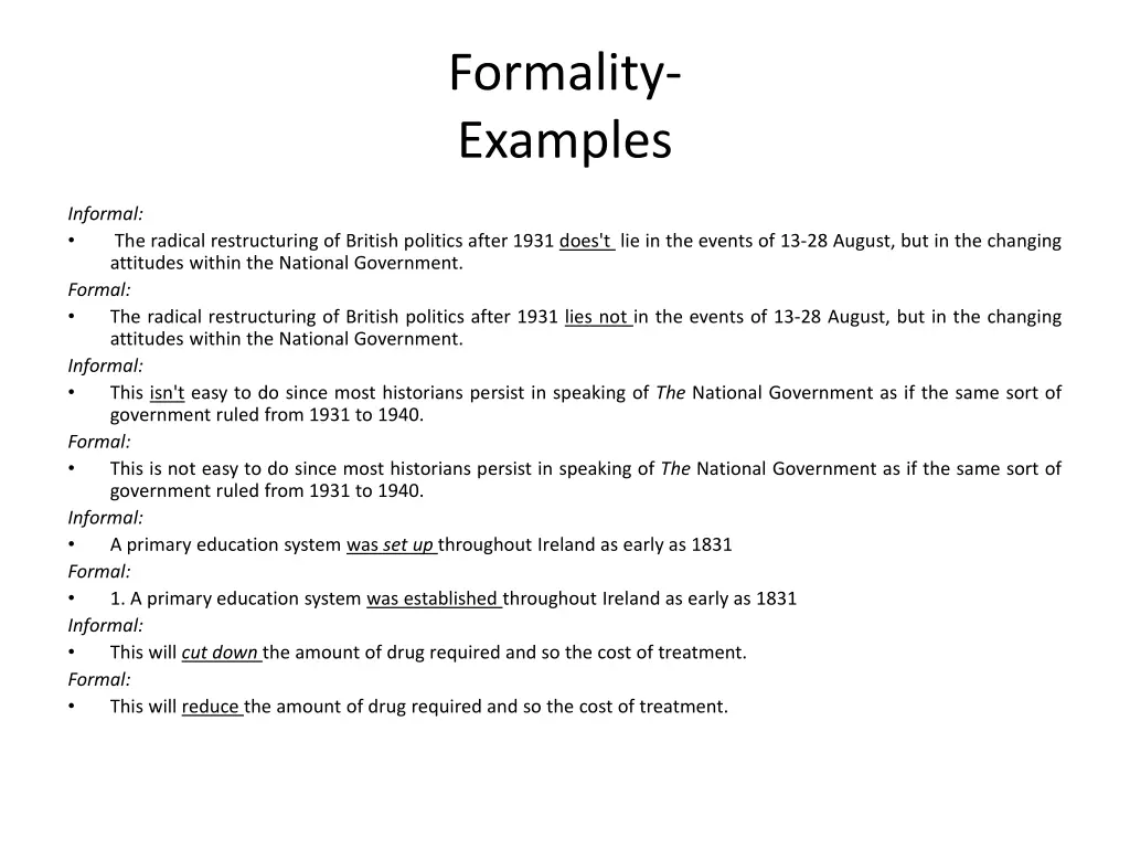 formality examples 1