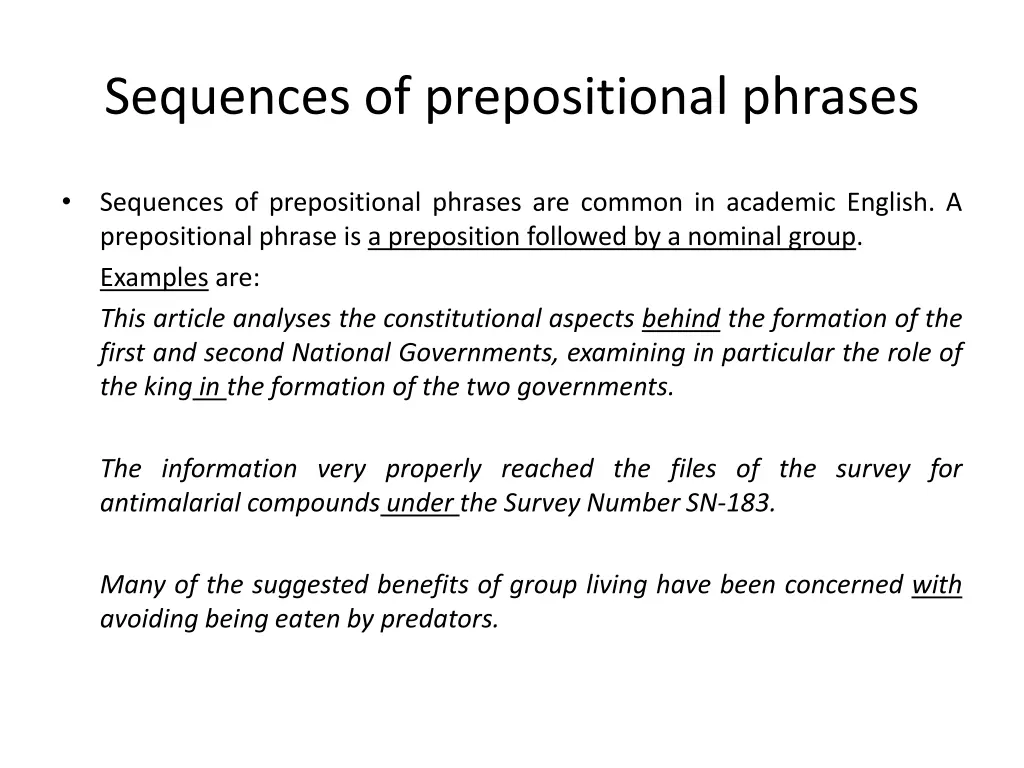 sequences of prepositional phrases