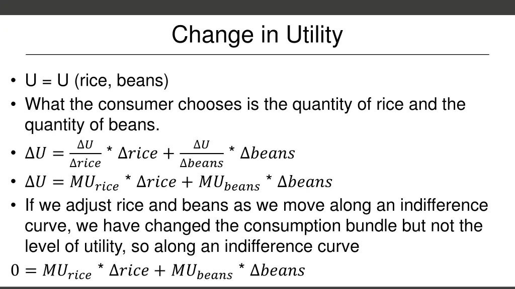 change in utility
