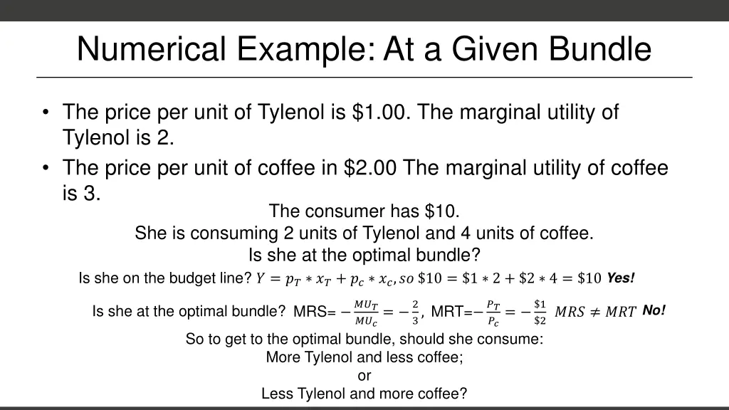 numerical example at a given bundle