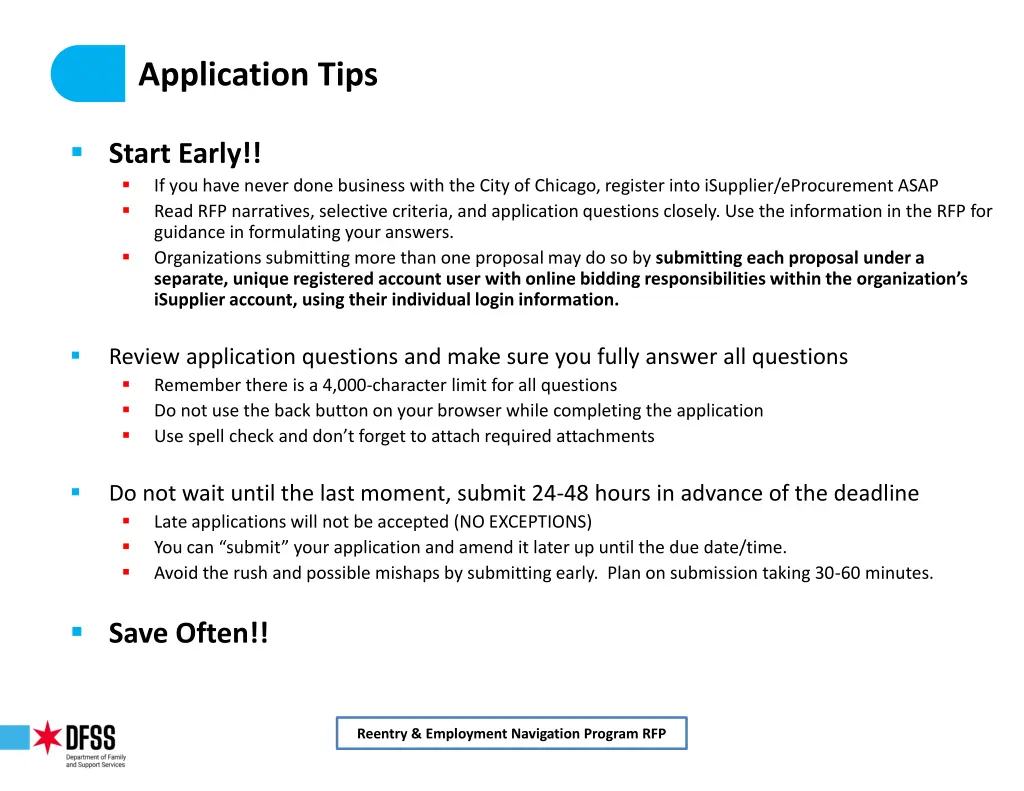 application tips