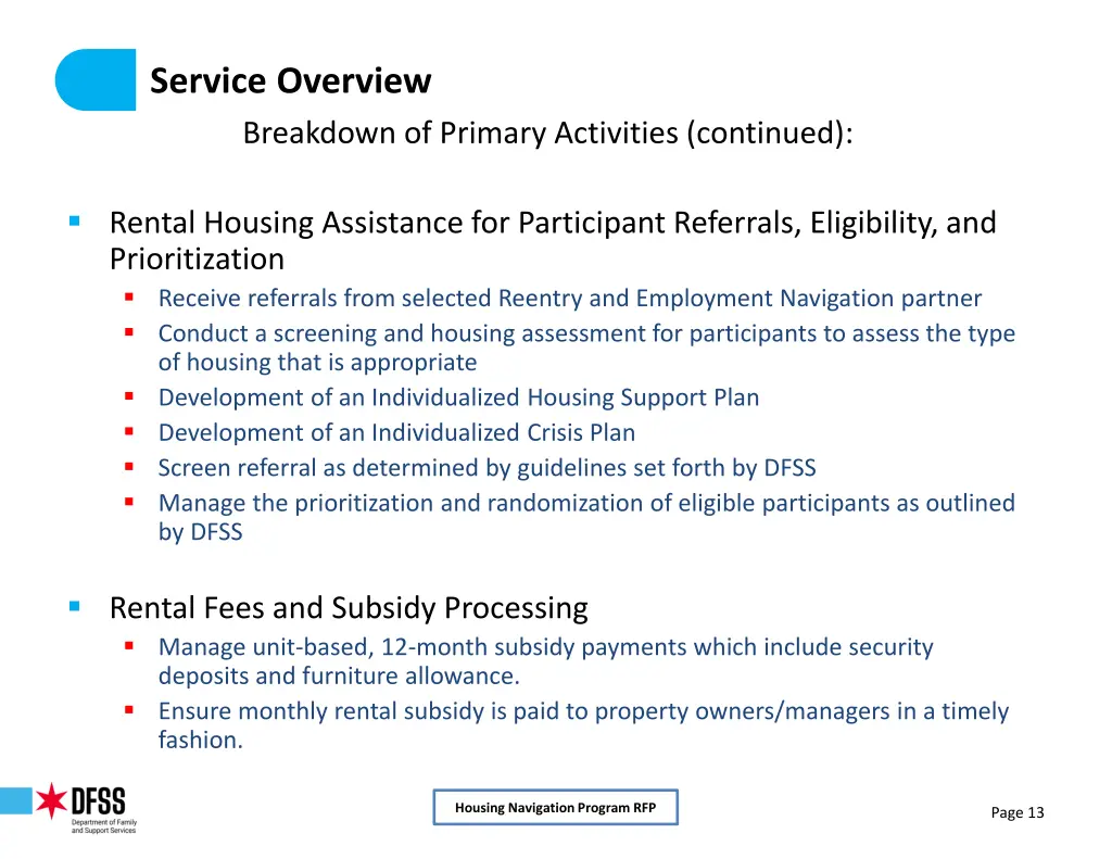 service overview breakdown of primary activities