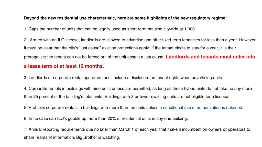 beyond the new residential use characteristic