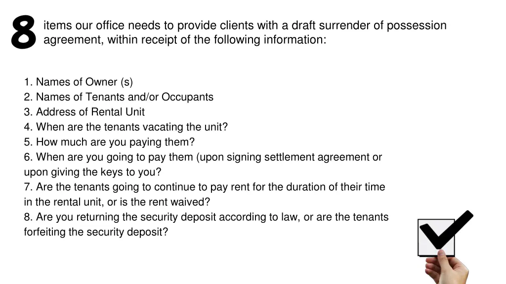 items our office needs to provide clients with