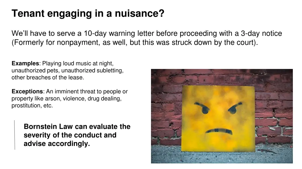 tenant engaging in a nuisance