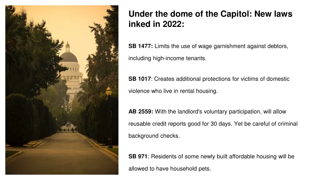 under the dome of the capitol new laws inked