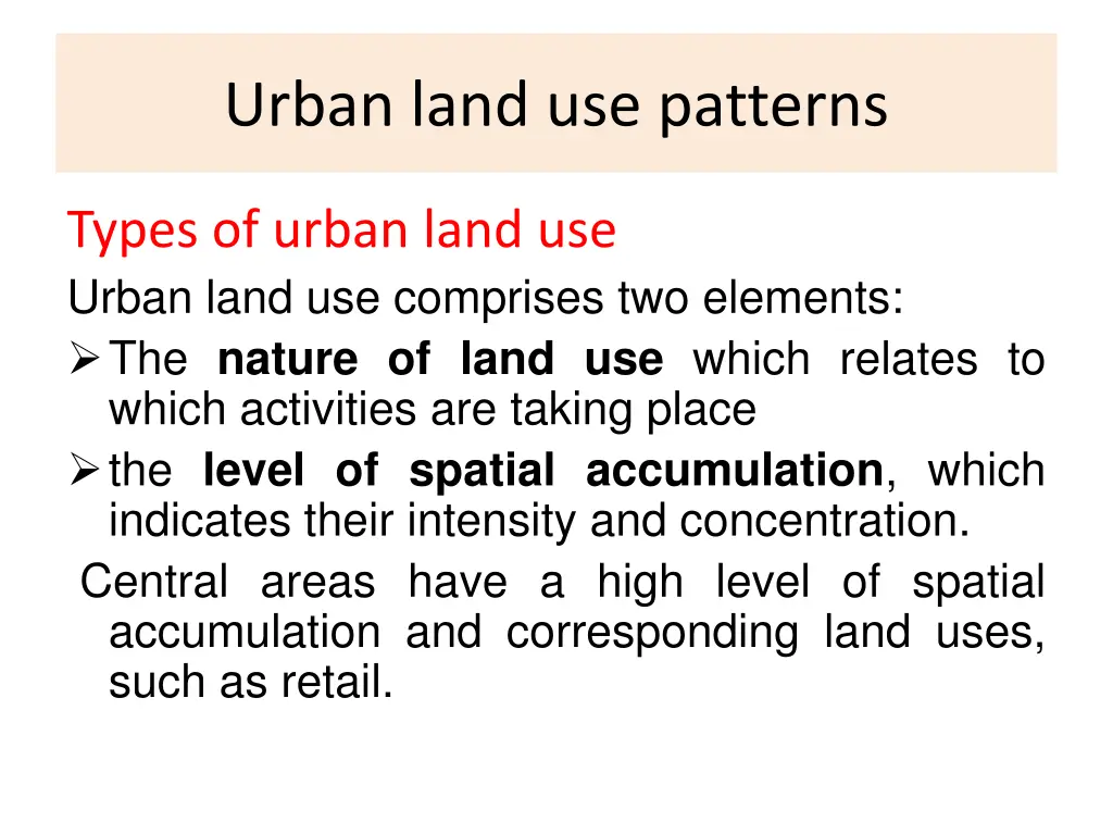 urban land use patterns