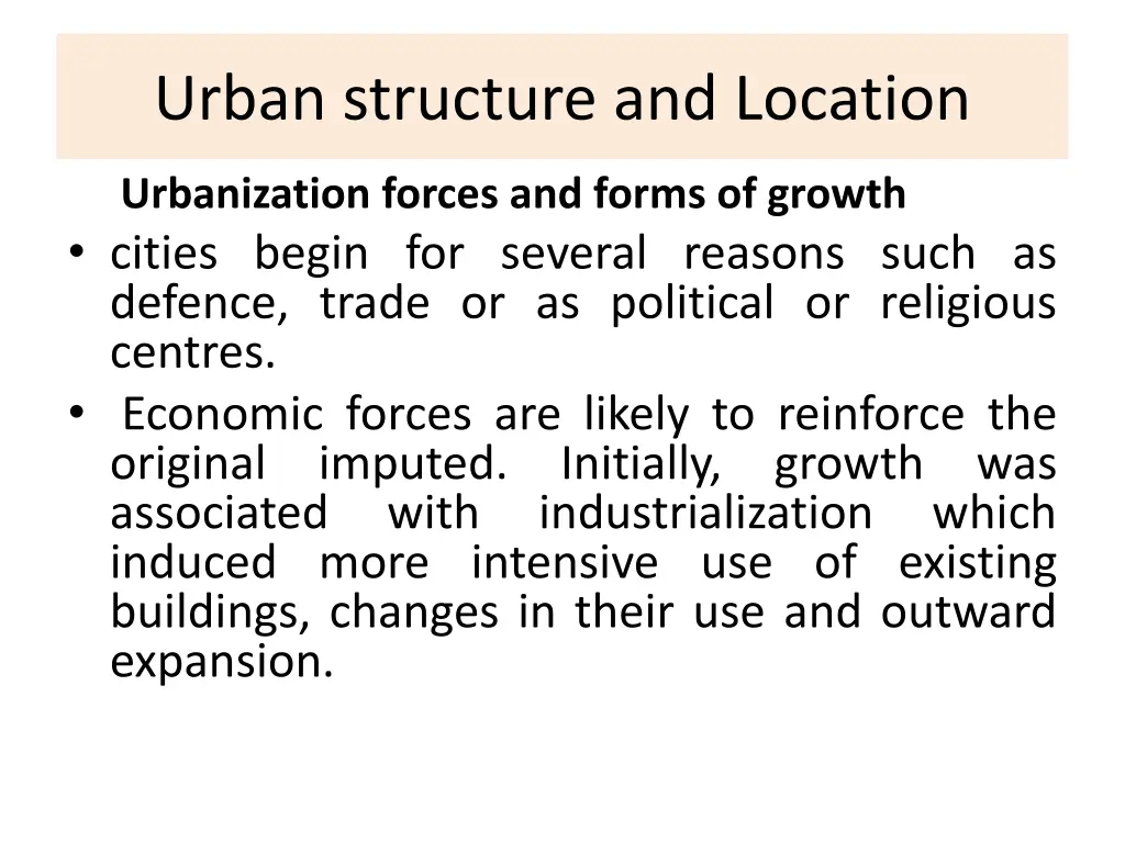 urban structure and location