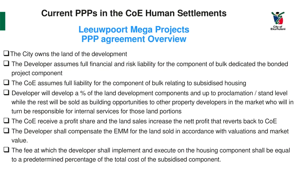 current ppps in the coe human settlements 1