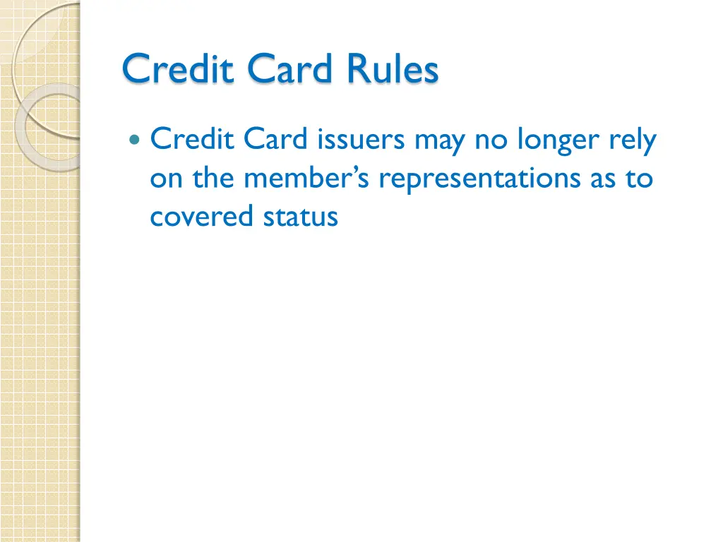 credit card rules