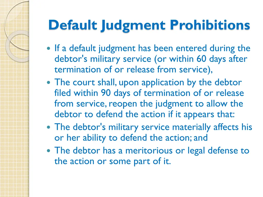 default judgment prohibitions 1
