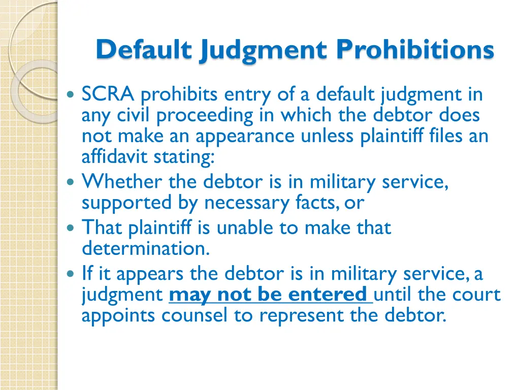default judgment prohibitions